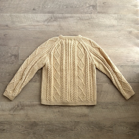 Vintage Mary Smith Hand Knitted Wool Ireland Fisherman's Cable Sweater Cardigan - Picture 10 of 15